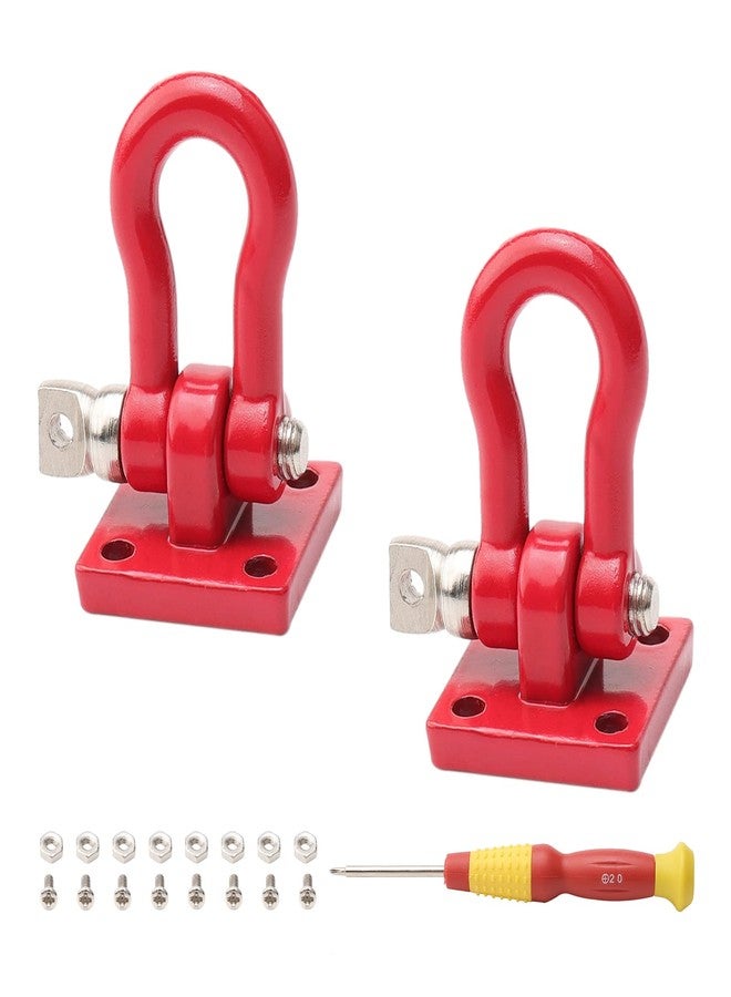 Rchobbytop Metal Crawler Trailer Tow Hooks Buckle Winch Shackles RC Decoration Accessories for 1/10 Scale RC Rock Crawler Truck SCX10 TF2 D90 D110 CC01 HILUX Wraith Tundra TRX-4, Red - Image 1